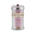 La Favorite metallic rose and white baker's twine glass dispenser