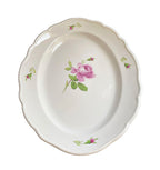 Large antique Pffeifer era Meissen serving Platter  in hand-painted porcelain with pink roses. Romantic European floral china for elegant entertaining and display.