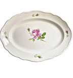 Antique Meissen porcelain serving dish with hand-painted pink roses. Elegant European floral china ideal for refined tables and collectors.