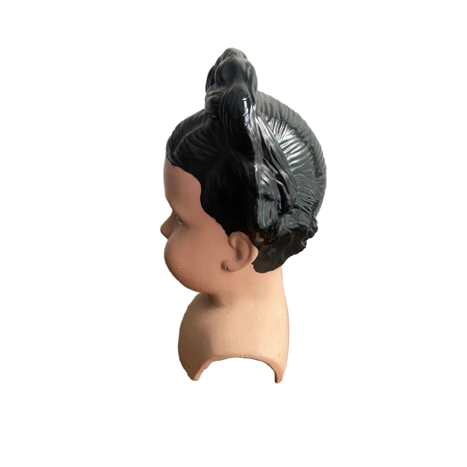 Large Pottery Doll Head Millinery Shop Display