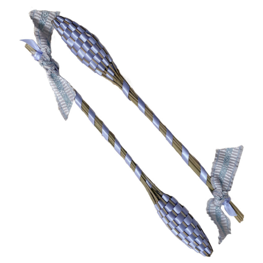 Set of two large 10" handwoven Provence lavender wands with lavender ribbons. 
