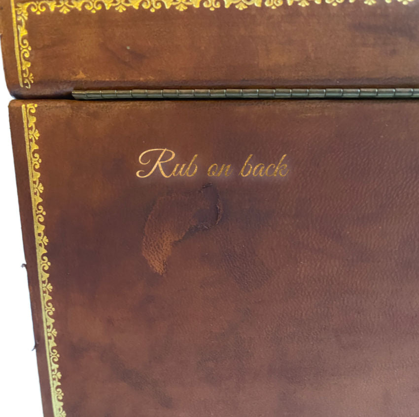 Large Vintage Scuola del Cuoio Firenze Leather Letter Box with Lid & 22kt Gold Tooling – Coffret à Courrier