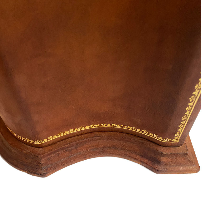 Large Vintage Scuola del Cuoio Firenze Leather Letter Box with Lid & 22kt Gold Tooling – Coffret à Courrier