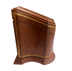 Scuola del Cuoio, Florentine leather, Italian leather, large leather box, leather letter box with lid, 22kt gold tooling, gold tooled leather, vintage desk accessory, Florence craftsmanship, luxury office decor, collectible leather