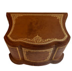 Large vintage Scuola del Cuoio Firenze leather letter box with lid, 22kt gold tooling. Handcrafted Florentine artistry from the historic postwar leather school.