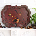 Large 19th Century English Tole Tray Wine Red