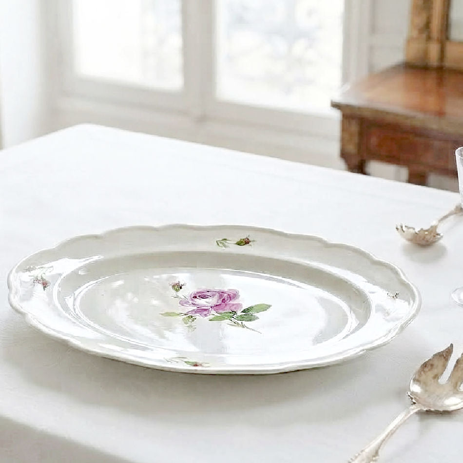 Large Meissen serving platter styled on a sophisticated dining table