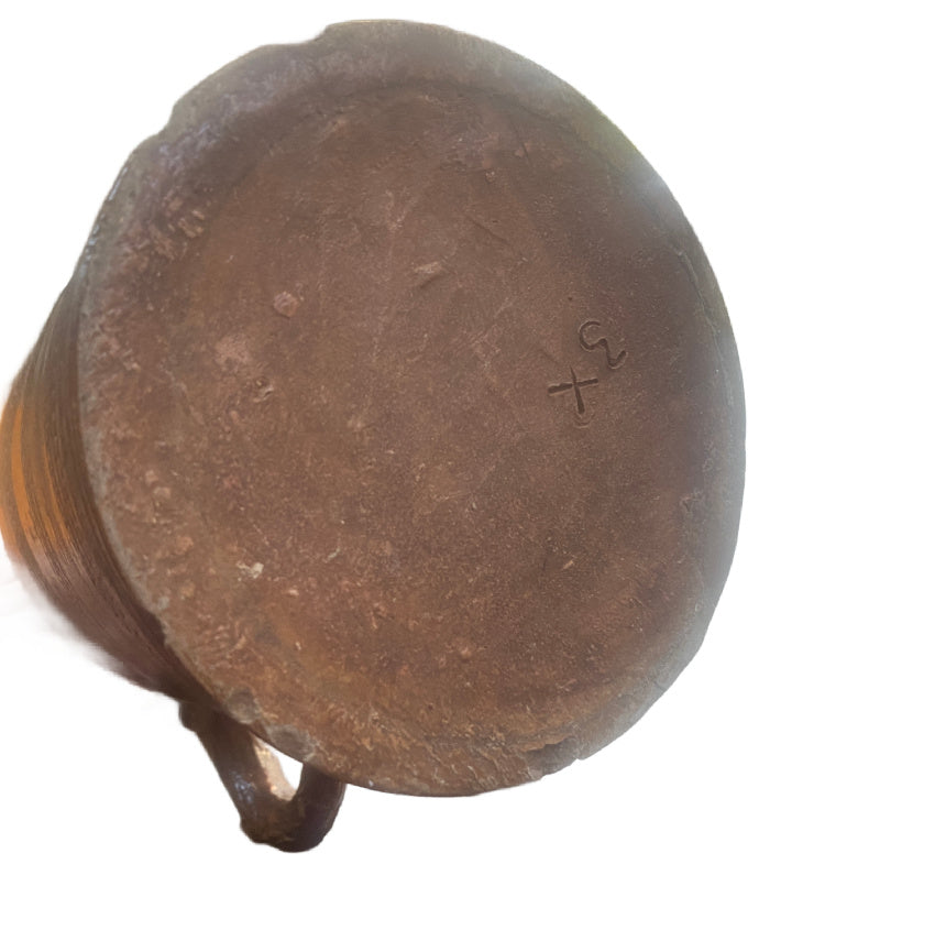 Large Antique French Pottery Wine Pitcher with Twig Handle