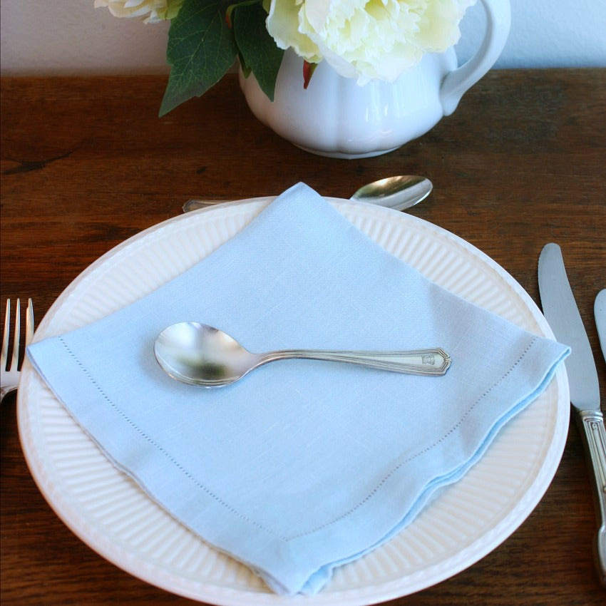 Light Blue Country Linen Luncheon Napkins Set of 4