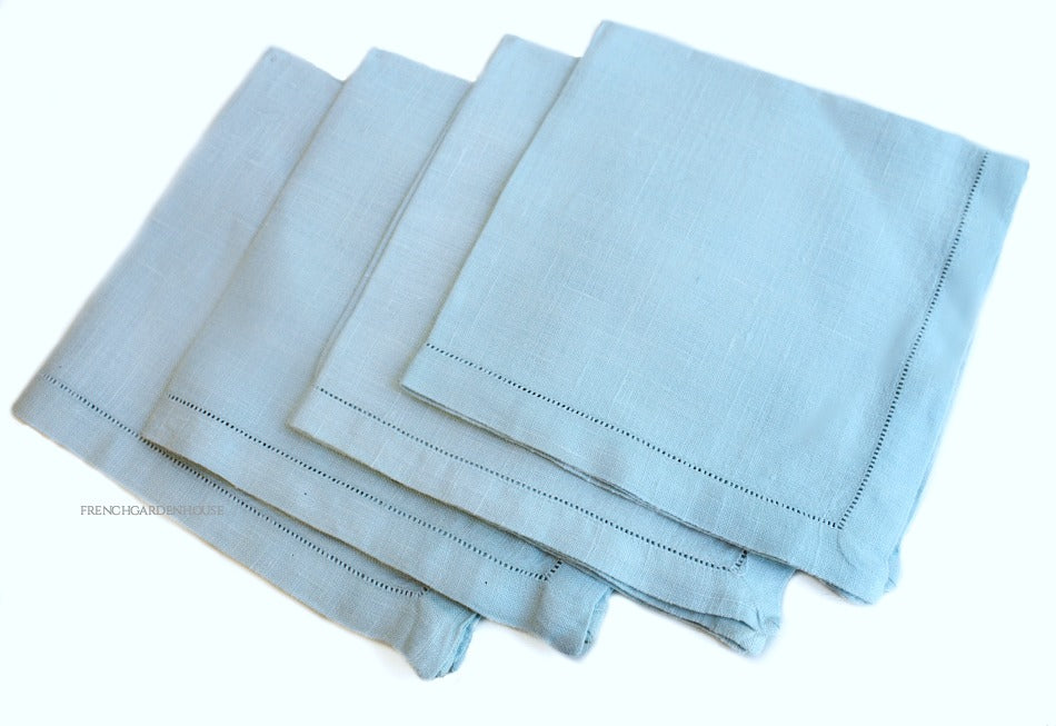 Light Blue Country Linen Luncheon Napkins Set of 4