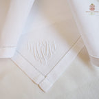 antique European linen napkins with drawnwork border