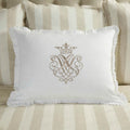 Luxury Linen Embroidered White Pillow Sham with Taupe Set of 2