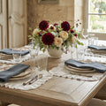 Lily ruffled linen placemat with antique French tableware