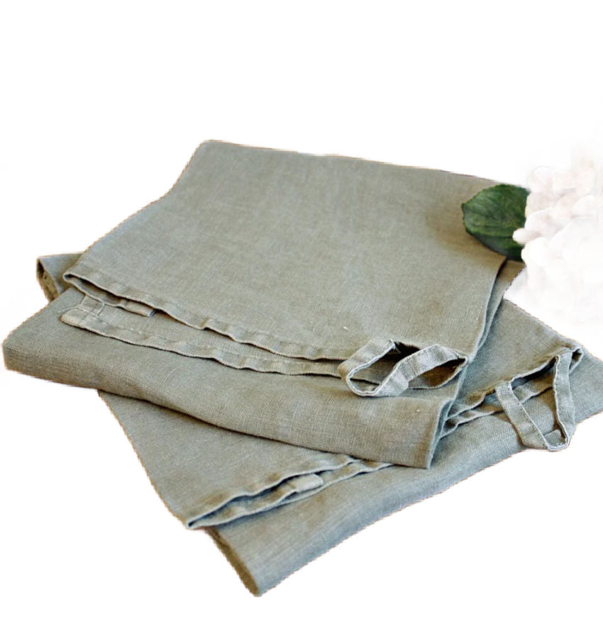 Organic Linen Towel Olive Green