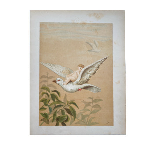 Louise Clarkson Whitelock Fly Away Fairies Chromolithograph 1882 Victorian Print