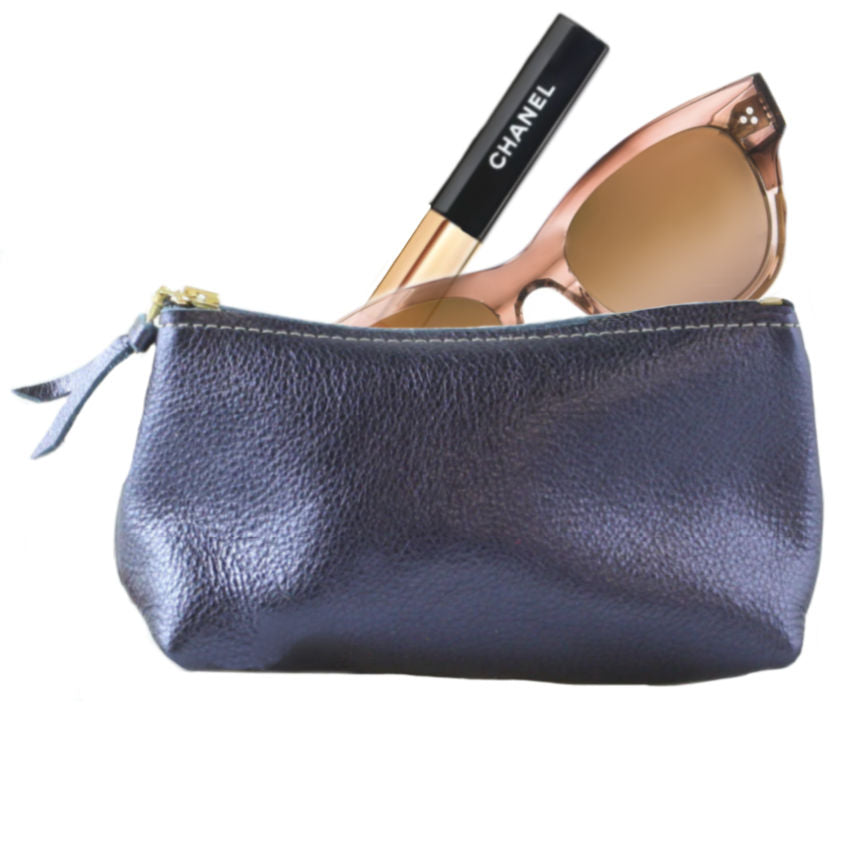 Luxury Leather Brigitte Make-up Bag Lapis