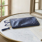 Elyse Lapis leather eyeglass case