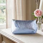 Luxury Hydrangea leather cosmetic bag made in USA