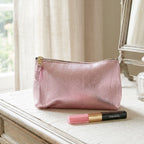 Brigitte metallic pink leather make-up bag 