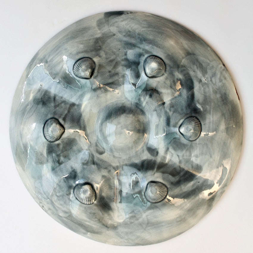 19th Century English Majolica Aqua &amp; Lavender Oyster Plate Fielding