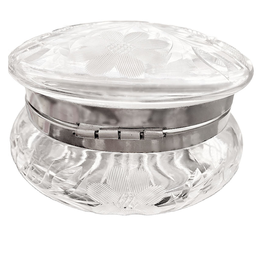 Magnificent Antique Pairpoint American Brilliant Period Cut Crystal Jewelry Casket with Intricate Floral Engraving