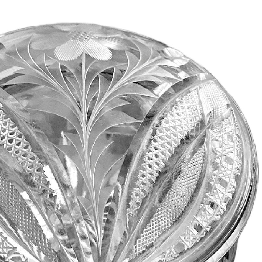 Magnificent Antique Pairpoint American Brilliant Period Cut Crystal Jewelry Casket with Intricate Floral Engraving