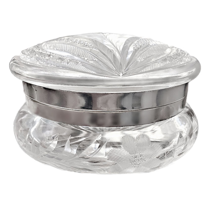 Pairpoint crystal, American Brilliant Period, antique crystal box, cut glass jewelry casket, floral engraving, antique vanity box, collectible crystal, ABP glass, Victorian crystal, Pairpoint cut glass, antique dresser box, luxury antique décor, heirloom jewelry box, Gilded Age crystal