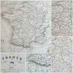 Antique Engraved Hand Colored Map of France 1789