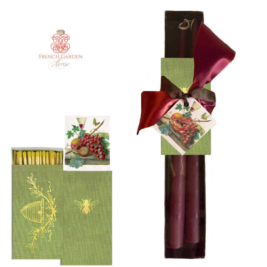 Hand Dipped Bordeaux Taper Candles Hostess Gift Set