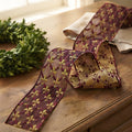 Merlot & Gilded Fleur de Lis Wired Ribbon