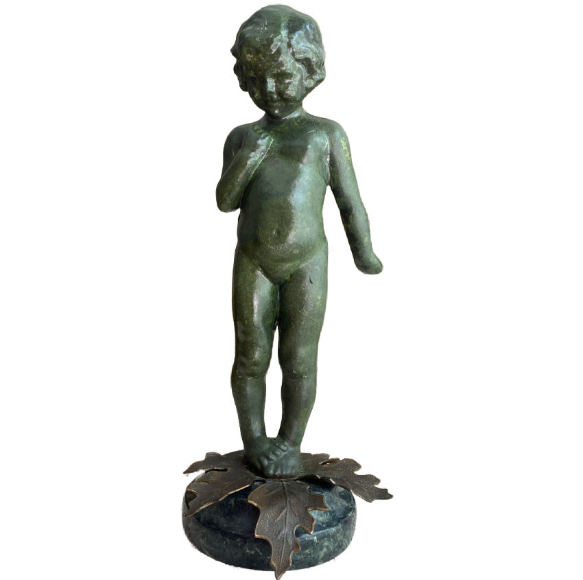 Mid-century cold painted standing child figure front view decorative sculpture