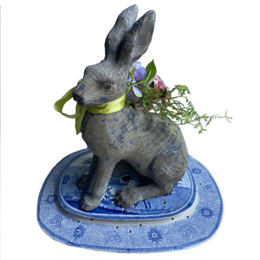 French Country Meadow Rabbit Pair with Ferns