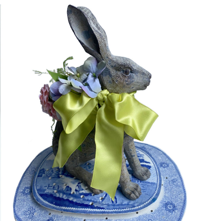 French Country Meadow Rabbit Pair with Ferns