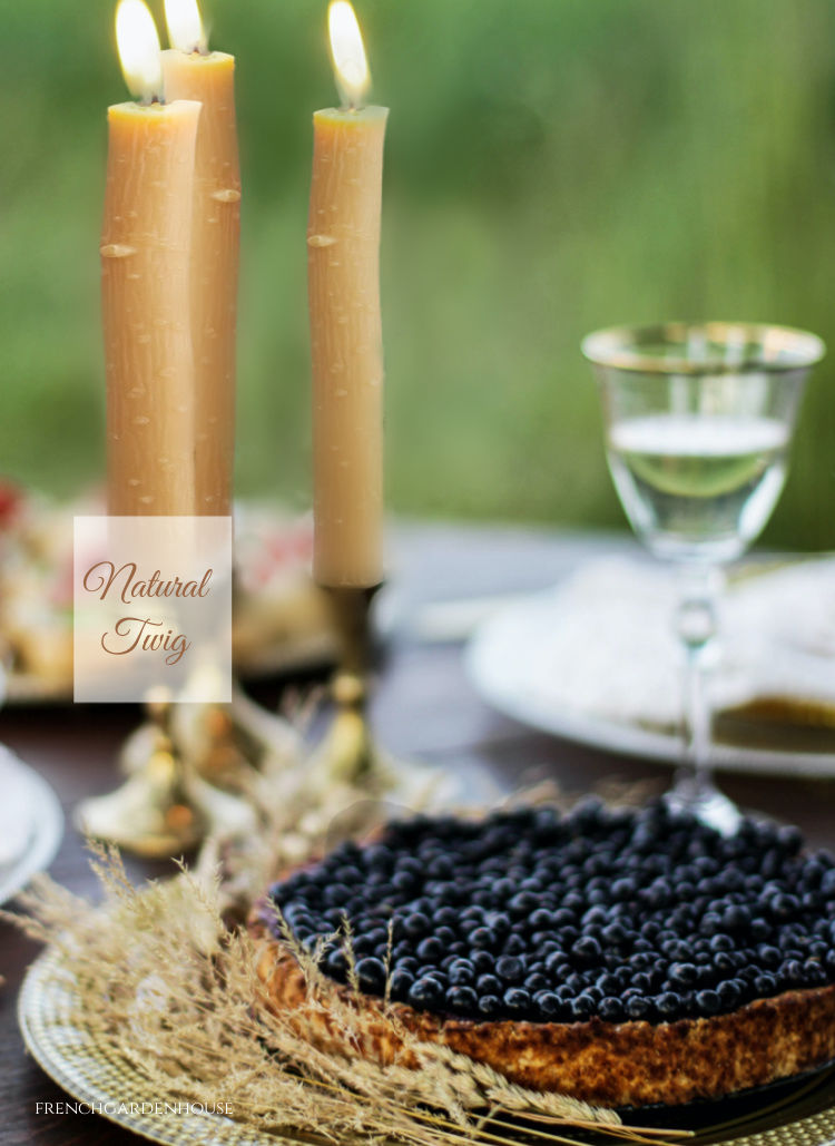 Elderberry Branch Twig Beeswax Tapers Natural