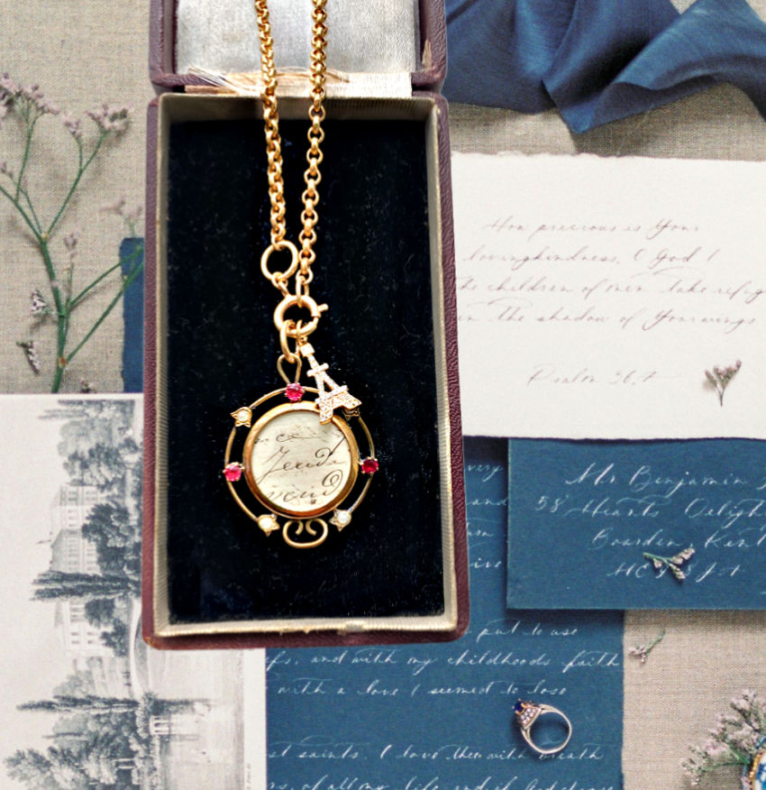 Objet Trouvé Antique Double Locket Charm Necklace in Gold