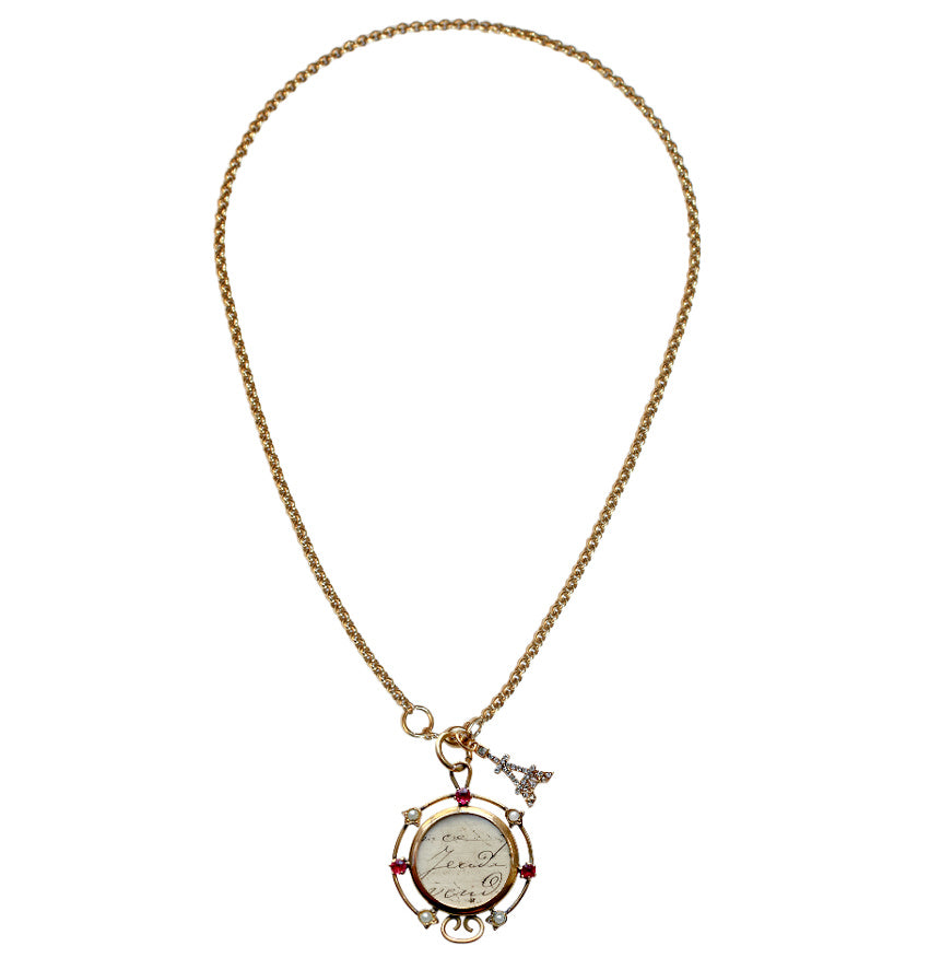 Objet Trouvé Antique Double Locket Charm Necklace in Gold