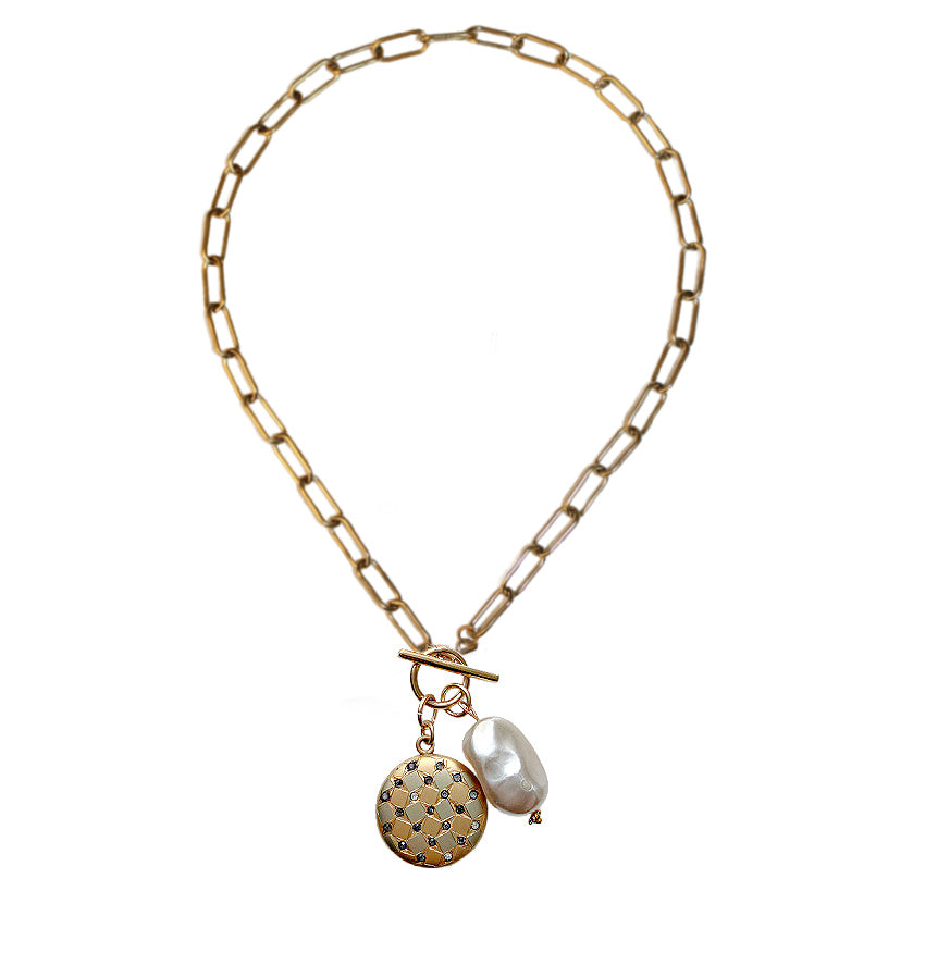 Objet Trouvé Antique Yellow & White Gold Locket Charm Necklace in Gold