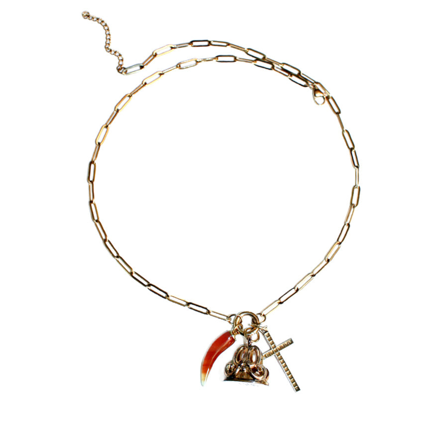 Objet Trouvé Cross Charm Necklace in Gold