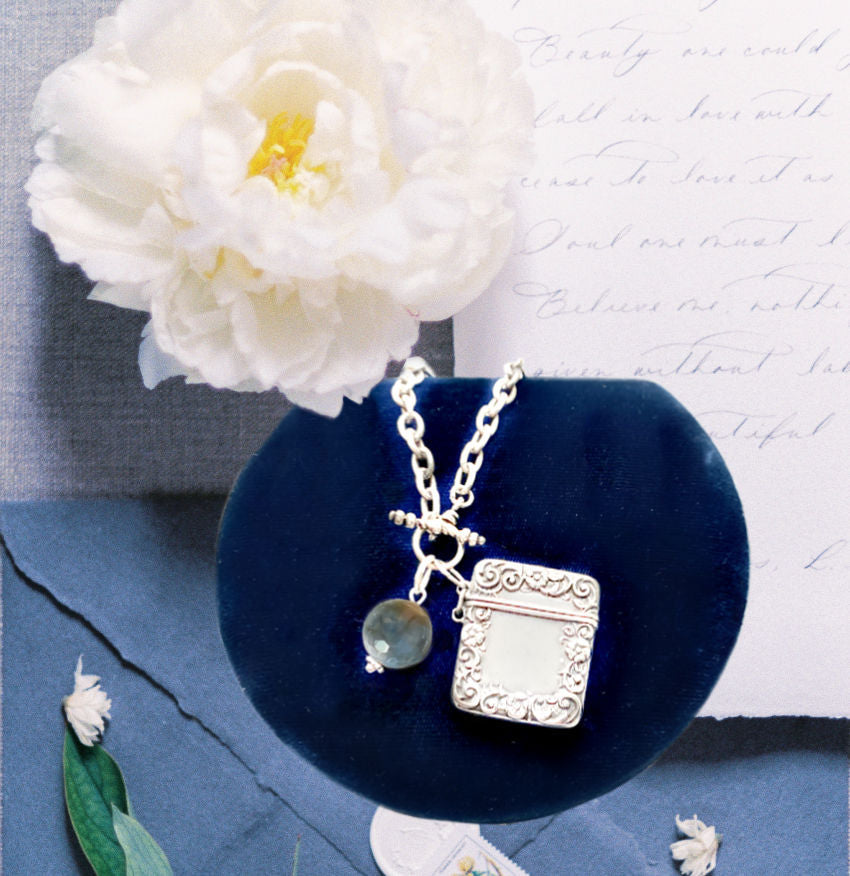 Objet Trouvé Antique Sterling Silver Stamp Box Pendant Charm Necklace