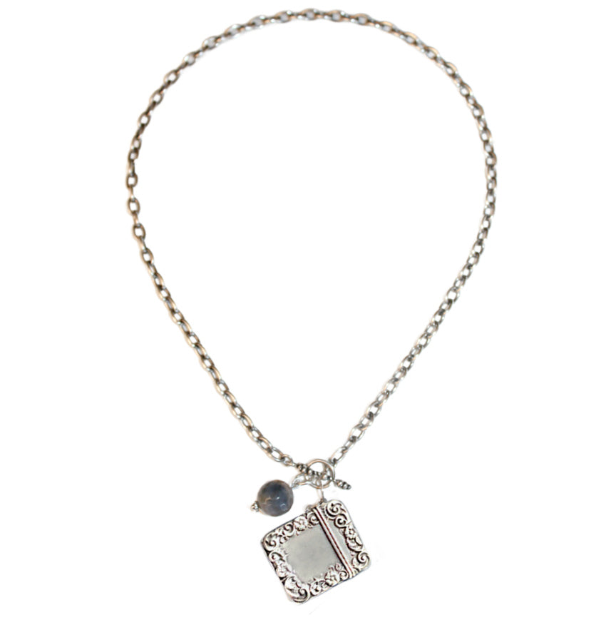 Objet Trouvé Antique Sterling Silver Stamp Box Pendant Charm Necklace