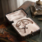 Objets Trouvé Antique Gold Cross & Opal Slide Chain Necklace