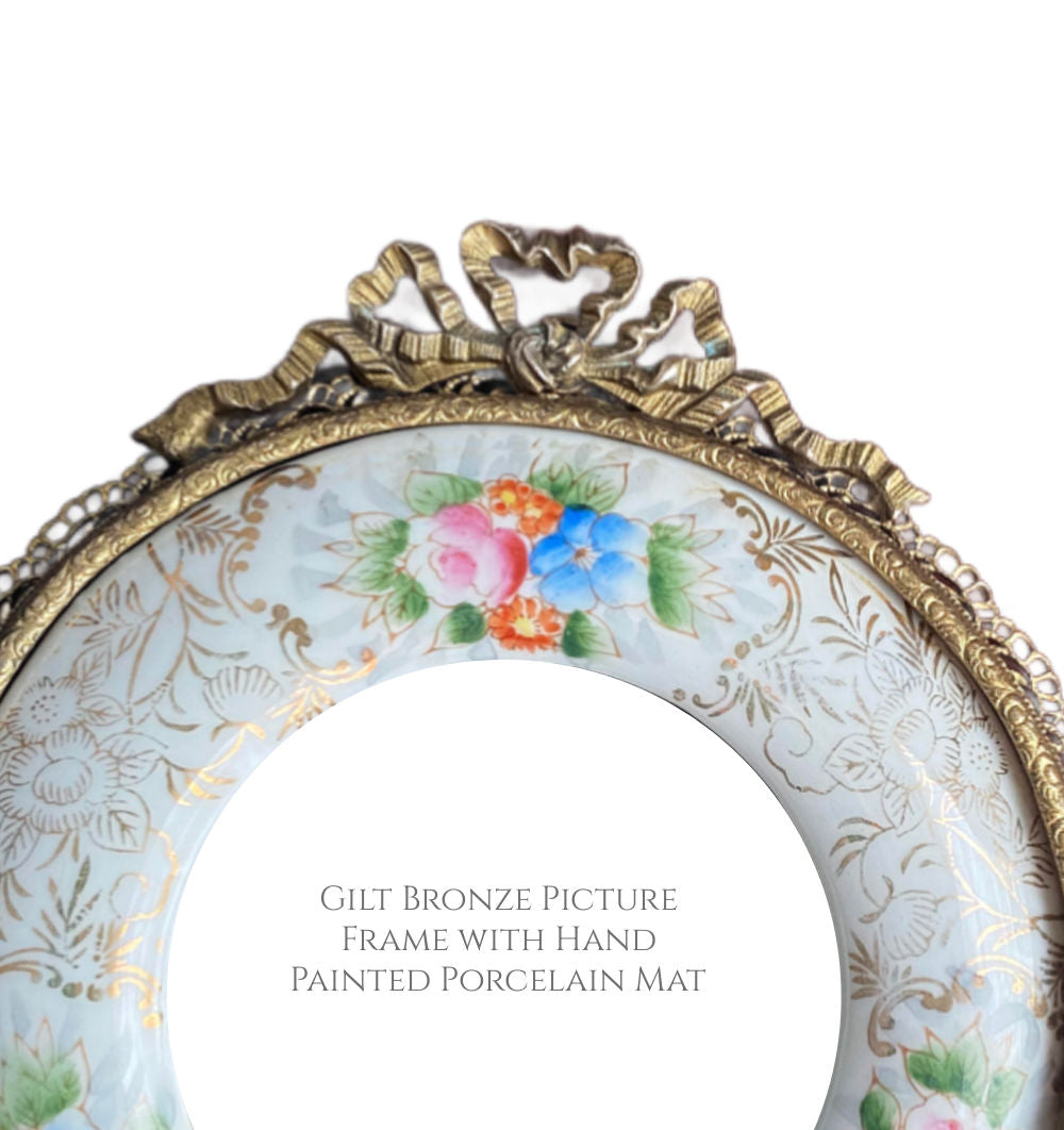 Gilt Bronze Picture Frame with Hand Painted Porcelain Mat