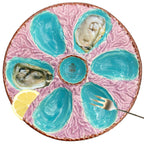 Antique English Majolica Oyster Plate S. Fielding Stoke 1878 Aqua Lavender Rare Collectible