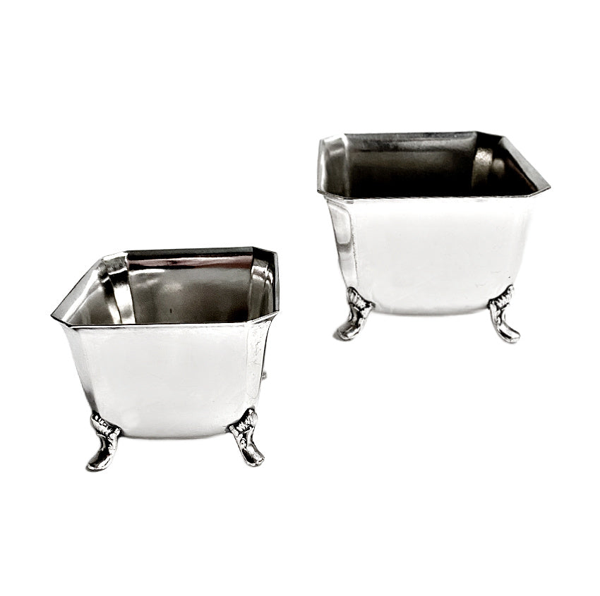 antique silverplate, Victorian nut bowls, footed silver bowls, unmarked silverplate, small serving dishes, vintage tableware, decorative silver, FrenchGardenHouse, collectible silver bowls, Victorian entertaining