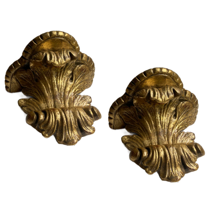 Pair 1920’s Italian Gilt Plaster Wall Brackets