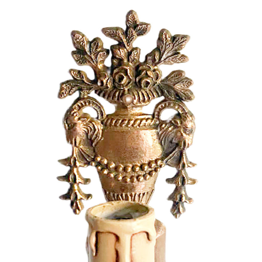 Pair Antique French Bronzed Floral Urn Single Light Wall Sconces