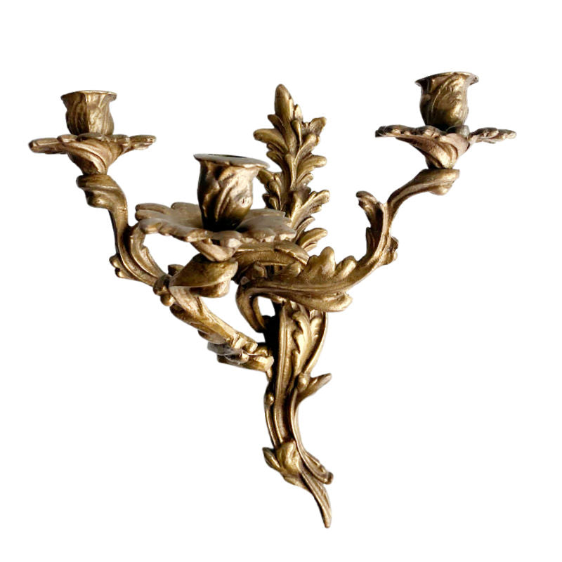 Pair French Louis XV Style Bronze Wall Sconces