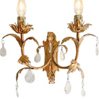 Pair Vintage Italian Gilt Tole Palm Frond Two Arm Sconces