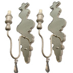 Pair of transitional silvered mirrored wall sconces