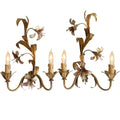 Pair of vintage gilt Florentine lily wall sconces with soft patina